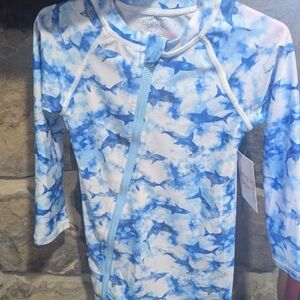 Jumping Beans Blue and White Shark Rashguard